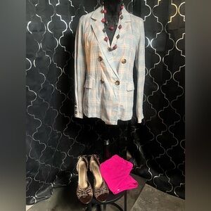 Hem & Thread Light blue Plaid Blazer